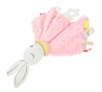 Abaodam Sensory Tag Security Blanket with Satin Ribbon Edges Soothing Plush Rabbit Comforter for Teething and Sleep Machine Washable Soft Tactile Appear for Newborns Year