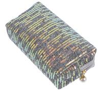 Abaodam Sequin Embroidery Glitter Makeup Bag Large Capacity Makeup Organizer Portable Cosmetic Case for Women Travel Toiletry Storage Pouch Gray Gold