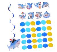 Abaodam Shark Birthday Party Decorations Ocean Hanging Swirls Ceiling Streamers for Under The Sea Theme Summer Pool Party Supplies with Vivid Sea Creatures and Materials