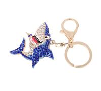 Abaodam Shark Keychain with Rhinestone Pendant Ocean Series Key Hanging Charm for Bags Backpacks Car Decorations Sparkly Blue Key Ring