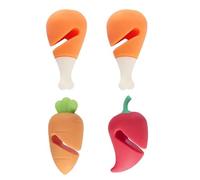Abaodam Silicone Boil Over Stoppers Chili, and Chicken Drumstick Shapes 4pcs in Carrot Practical Kitchen Spill Stopper Set, Convenient and Chic Kitchen Gadget for Pot Lid