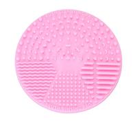 Abaodam Silicone Makeup Brush Cleaning Pad with Hollow Design and Hand Held Flexibility Pink round Cleaning Tool