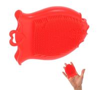 Abaodam Silicone Shampoo Brush for Babies with Super Gentle Bristles and Exfoliating Function, Soft Red Silicone Scalp Massager for Bath and Shower Use