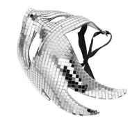 Abaodam Silver Cat Half Face for Women and Men, Mirror Finish Costume Mask for Halloween, Disco Party, Carnival, Prom, and Dance Events