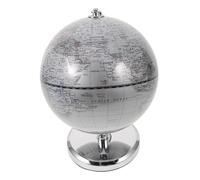 Abaodam Silver Desktop World Globe for Students Educational Rotating Globe with Stand Compact Geography Learning Tool and Stylish Office Desk Ornament