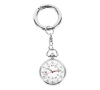 Abaodam Silver Hanging Pocket Watch for Nurses, Watch with Key Ring, Glass Dial and Alloy Case, Abrasion Resistant and Age Resistant, for Healthcare Use
