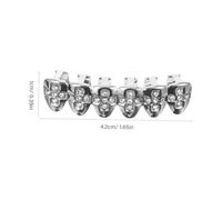 Abaodam Silver Hip Hop Grills Decorative Jewelry Mouth Caps Upper and Lower Teeth Veneers for Party Club Photo Shoot Material