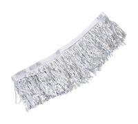 Abaodam Silver Tassel Sequin Trim Ribbon Polyester and Plastic Material, Can be Cut Freely for Clothes Sewing for DIY and Curtain Decoration
