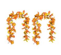 Abaodam Simulation Maple Leaf Made of Silk and Plastic 2pcs Rattan Hanging Adornment Sturdy Decorative Garland for Wall Decoration Suitable for Shopwindow and Door Decoration