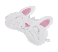 Abaodam Sleeping Eye Mask Plush Rabbit Shape White Skin-Friendly Washable Eye Cover for Women During Flights and Naps