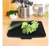 Abaodam Sloped Silicone Drying Mat for Kitchen Worktop 15.7X13 Inch Non-Slip Sink Drainer Mat for Dish Drying and Bathroom Counters