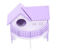 Abaodam Small Animal Double Hamster House Hideout Villa Climbing Running for Hamsters Chinchilla Villa in Purple and White Small Pets and Cage Decoration