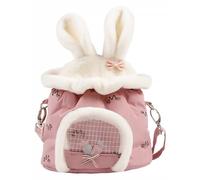 Abaodam Small Pet Hamster Carrier Bag with Ear Design, Plush Outdoor Squirrel and Hamster Travel Backpack for Small Animals