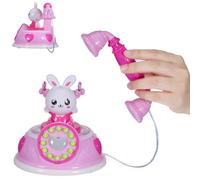 Abaodam Small Pink Retro Simulation Telephone, Educational Role Play Phone, Cartoon Pretend Play for Early Learning and Intelligence Development