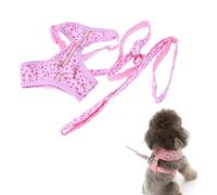 Abaodam Small Sized Pet Dog Harness with Floral Design and Lightweight Cotton Material, Practical Pink Chest Strap for Chihuahua and Puppy Leads Suitable for Outdoor Walking and Training