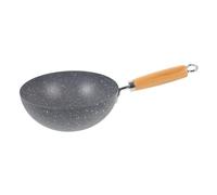 Abaodam Small Wok Pan and Wooden Handle, Easy to Clean Mini Wok with Nonstick Stainless Iron Surface Sturdy Marble Pattern Design for Kitchen Cooking and Stir-Frying