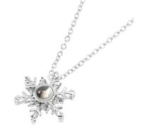 Abaodam Snowflake Pendant Necklace for Women with 100 Languages I Love You Projection, Silver Snowflake Charm Jewelry Gift for Valentine'S Day