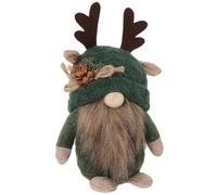 Abaodam Soft Christmas Gnome Figurine with Deer Antlers Unique Indoor Holiday Decor for Home Car and Table Display Cute Knitted Forest Gnome Ornament