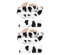 Abaodam Spa Headband and Wristband Set for Women, Plush Cow Print Makeup Hair Accessories, Soft Skincare Headband for Face Washing and Beauty Routine, 2 Sets