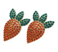 Abaodam Sparkling Carrot Earrings for Women Comfortable Lightweight Holiday Jewelry Bling Full Rhinestone Studs Easter Party Accessories for All Ages