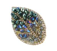 Abaodam Sparkling Rhinestone Leaf Brooch Pin Vintage Copper Safety Pin Green Crystal Dress Brooches for Women for Jackets Scarves Sweaters
