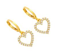 Abaodam Sparkly Rhinestone Heart Earrings for Women and Copper Dangler Jewelry for Daily Wear and Festivals Chic Fashion Accessory for Beach Holiday Dating -ready