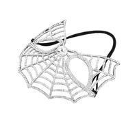 Abaodam Spider Web Rhinestone Half Mask with Alloy Frame, Glitter Sequin Face Jewelry for Women Mardi Gras, Halloween, Wedding and Costume Party Accessories