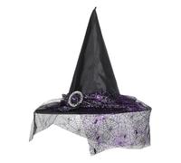 Abaodam Spider Web Witch Hat with Wide Brim and Pointed Tip Halloween Costume for Women Comfortable Breathable Polyester Material for Festivals and Party Accessories