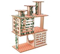 Abaodam Squirrel House Guinea Pig Hideout Multi-purpose Playing Sports Wooden Delicate Craftsmanship Beige Cage Decoration for Hamsters Rabbits Small Animals