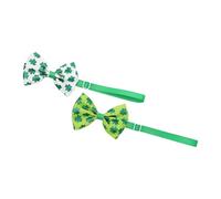 Abaodam St Patrick’s Day Pet Bow Tie 2pcs Set, Green and White Clover Dog Bow Ties, Irish Festival Costume Accessories for Dogs and Cats Party