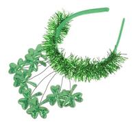 Abaodam St Patricks Day Shamrock Tinsel Headband Green Irish Clover Hair Accessory for Women Festival Party Photo Prop