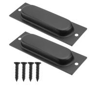 Abaodam Stainless Steel Sliding Door Pull Handle Rectangular 2pcs Recessed | Black Polished Finish, Mounting Screws Included, for Glass Doors and Closet Panels in Home Renovation