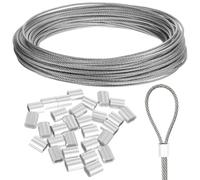 Abaodam Stainless Steel Wire Rope Sturdy Aluminum Alloy with Double Holes Crimping Sleeves 7x7 Strand Core Garden Wire for Plant Training and Gardening Trellis, Heavy Duty Outdoor Use
