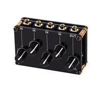 Abaodam Stereo Audio Mixer and Single Main Output Volume Knob Portable Pocket 4-channel with 4 Independent Input Volume Knobs Work without Battery, Highest Sound Quality for Home