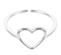 Abaodam Sterling Silver Heart Mood Ring for Women Simple Hollow Out Open Band Minimalist Geometric Love Jewelry for Birthday and Anniversary