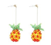 Abaodam Sterling Silver S925 Crystal Pineapple Strawberry Bead Earrings for Vintage Style Fruit Ear Pendant Jewelry Accessories