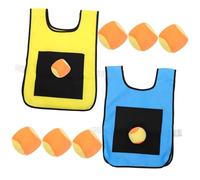 Abaodam Sticky Ball Vest with Wide Fit Vests Blue Yellow and Soft Sponge Balls Self Stick Front Surface for Easy Tossing Outdoor Play Game to Develop Motor Skills and Social Random Color