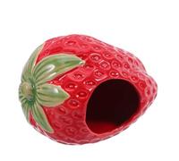 Abaodam Strawberry Ceramic Hamster Hideout Cute Small Animal House Cool Nest for Guinea Pigs Adorable Pet Habitat Unique Decorative Hideaway for Summer Retreat