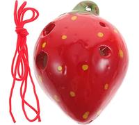 Abaodam Strawberry Ceramic Ocarina 6-hole Wind Instrument for Children Beginners, Red Fruit-shaped Music Toy for Practice and Creative