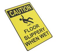 Abaodam Street Road Sign Caution Warning Sign for Slippery Surface, Yellow Iron Rounded Corner, Home Use