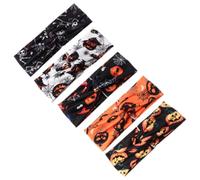 Abaodam Stretchy Knotted Headband Fine Workmanship Halloween 5 Pcs for Women, Elastic Fabric Headband with Decorative Skull, Pumpkin and Spider Web Patterns Stylish and Delicate Design