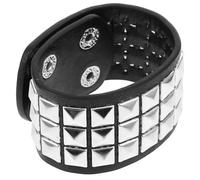 Abaodam Studded Leather Wristband Vintage Punk Bracelet for Men Flexible Fit PU Leather Wrist Strap with Triple Row Studs Stylish Decorative Accessory for Everyday and Party Wear