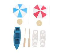 Abaodam Sturdy Miniature Beach Style Decoration for DIY Fairy Garden with Smooth Surface Safe Non-toxic Materials Includes Mini Beach Chairs Umbrellas and Blue Boat Accessories for Home