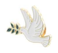 Abaodam Stylish Dove Brooch Pin Peace Dove Brooch Pin Peace Badge Elegant Alloy Metal Accessories for Women White Shape Olive Branch Design Sturdy for Bags and Pencil Cases Gifting Dates