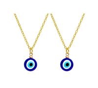 Abaodam Stylish Eye-shaped Neck Chain Blue and Glaze 2pcs Evil Eye Pendant with 1 Gold Plating to Ward off Negative Energy, Fashion Accessory for Men and Women