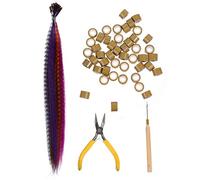 Abaodam Synthetic Hair Extension Kit Hair Plier 50pcs with Crochet Hook and Glamorous New Look Random Color for Natural Textures Suitable for Club and Other Occasions