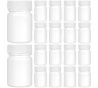 Abaodam Tablet Holder 20pcs 50ml White Bottle Bulk Plastic Pills Bottle Spiral Bottle Structure Enough Space Waterproof for Sample Storage and Chemical Container