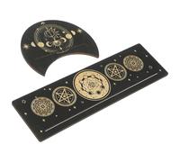 Abaodam Tarot Holder 2pcs and Stand Card Wood Rectangular Set with Moon Shapes, Decorative and Space-saving Tarot Cards for Home and Meditation Activities