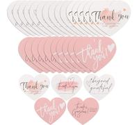 Abaodam Thank You Cards Heart Shaped Pink 150Pcs for Wedding Party Small Business Packaging and Decorative Uses