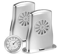 Abaodam Thermometer Hygrometer with 2 Silver Soundhole Humidifiers, ABS Instrument Care Set for Guitars, Humidity Measurement and Humidification for Musical Instruments